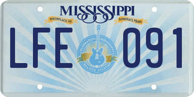 MS license plate LFE091