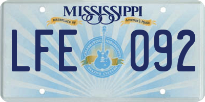MS license plate LFE092