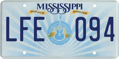 MS license plate LFE094