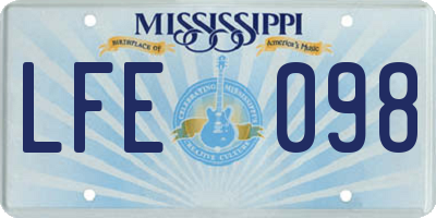 MS license plate LFE098