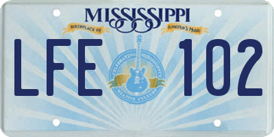 MS license plate LFE102