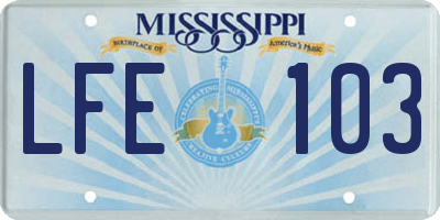 MS license plate LFE103