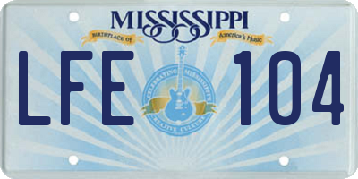 MS license plate LFE104