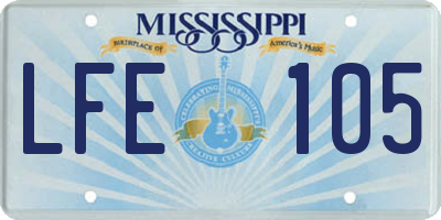 MS license plate LFE105