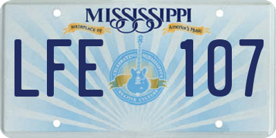 MS license plate LFE107