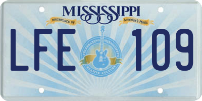 MS license plate LFE109