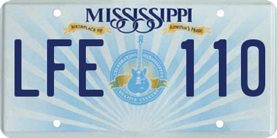 MS license plate LFE110