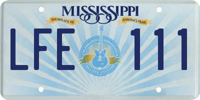MS license plate LFE111