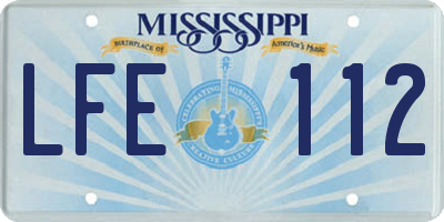 MS license plate LFE112