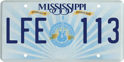 MS license plate LFE113