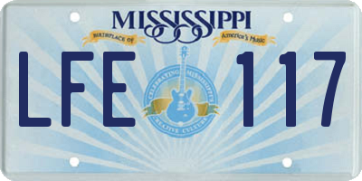 MS license plate LFE117