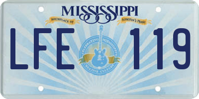 MS license plate LFE119