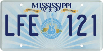 MS license plate LFE121
