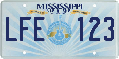 MS license plate LFE123