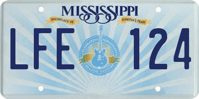 MS license plate LFE124