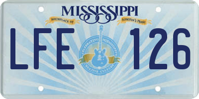 MS license plate LFE126