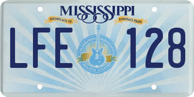 MS license plate LFE128