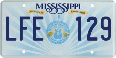 MS license plate LFE129