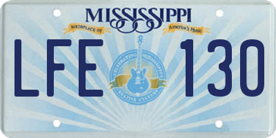 MS license plate LFE130