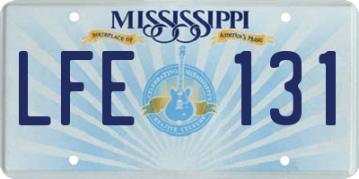 MS license plate LFE131