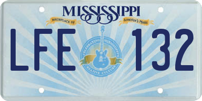 MS license plate LFE132