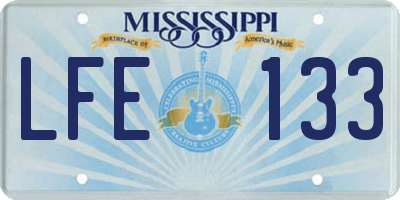 MS license plate LFE133