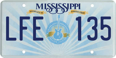 MS license plate LFE135