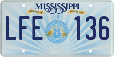 MS license plate LFE136