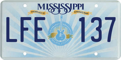 MS license plate LFE137