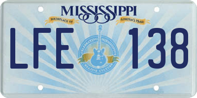 MS license plate LFE138