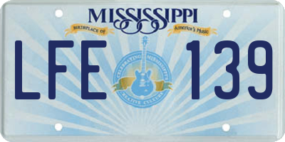 MS license plate LFE139