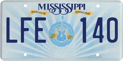 MS license plate LFE140