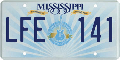 MS license plate LFE141