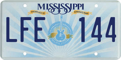 MS license plate LFE144