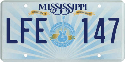 MS license plate LFE147
