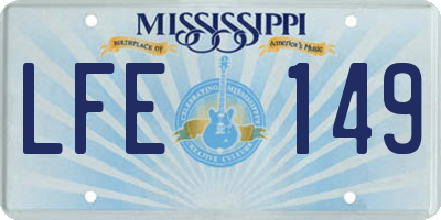 MS license plate LFE149