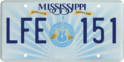 MS license plate LFE151