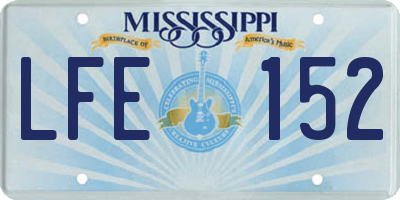 MS license plate LFE152