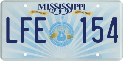 MS license plate LFE154