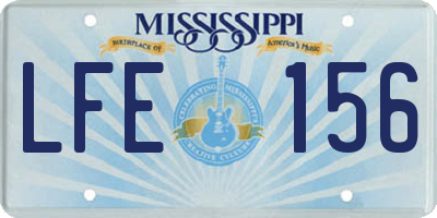MS license plate LFE156