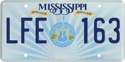 MS license plate LFE163