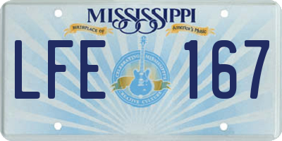 MS license plate LFE167
