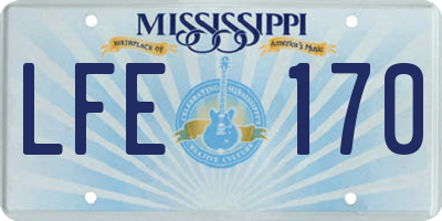 MS license plate LFE170