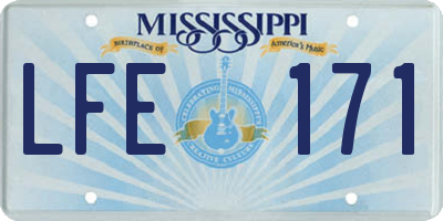 MS license plate LFE171