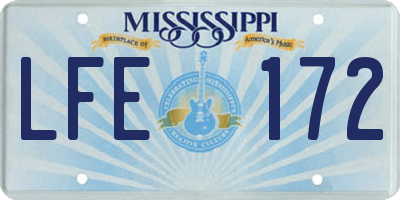MS license plate LFE172