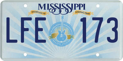 MS license plate LFE173