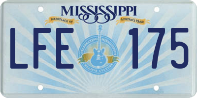MS license plate LFE175