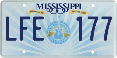 MS license plate LFE177