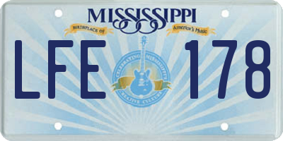 MS license plate LFE178