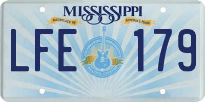 MS license plate LFE179